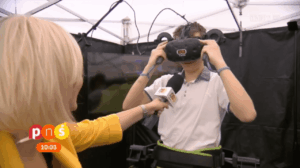 Read more about the article Bieżnia VR Virtuix Omni w&nbsp;Pytanie na&nbsp;Śniadanie PNŚ TVP2 03.06.2018