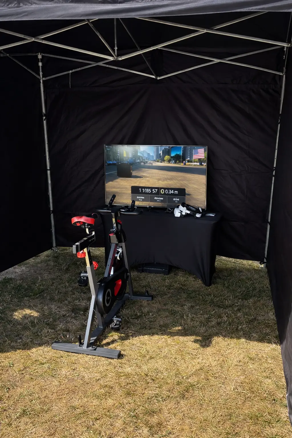 Symulator roweru VR w strefie eventowej